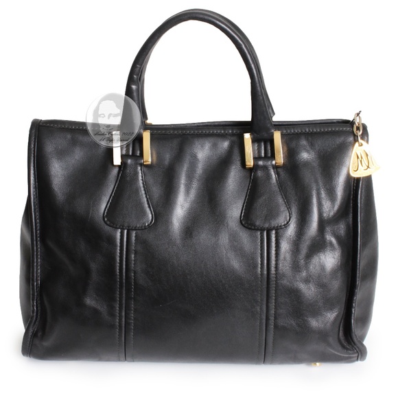 Morris Moskowitz Tote Bag Black Leather Satchel Retro Vintage 60s Handbag - Picture 1 of 13